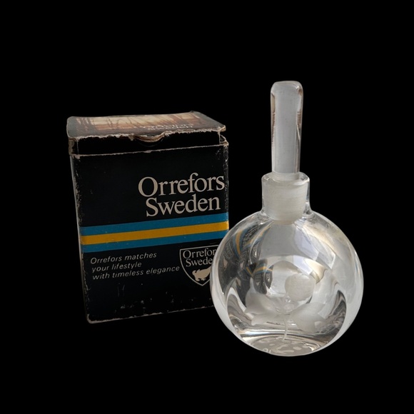 Vintage Orrefors Sweden Etched Crystal Perfume New in Original Boz - Picture 5 of 5